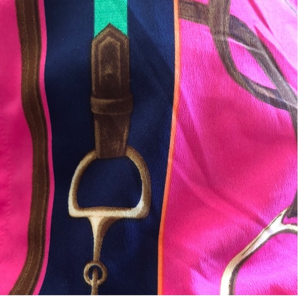 RALPH LAUREN Rare Pink Equestrian Horse Bit Stirrup Beautiful Luxury Blouse M - Picture 13 of 15